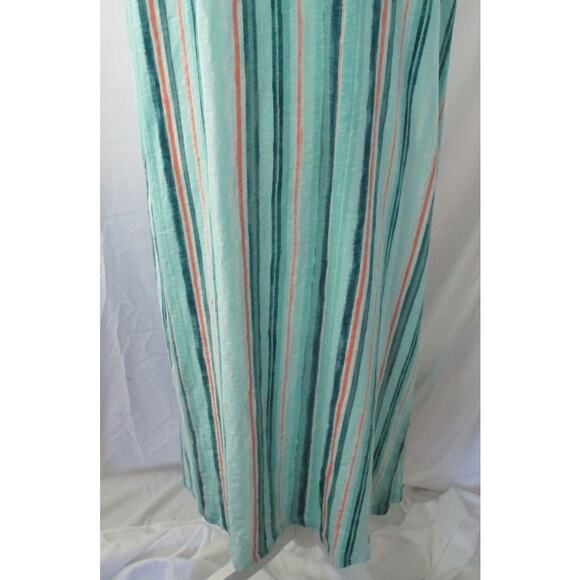 Denim & Co. Naturals Women's Blue Striped Sleeveless Stretch Maxi Dress Size L. - Picture 7 of 8